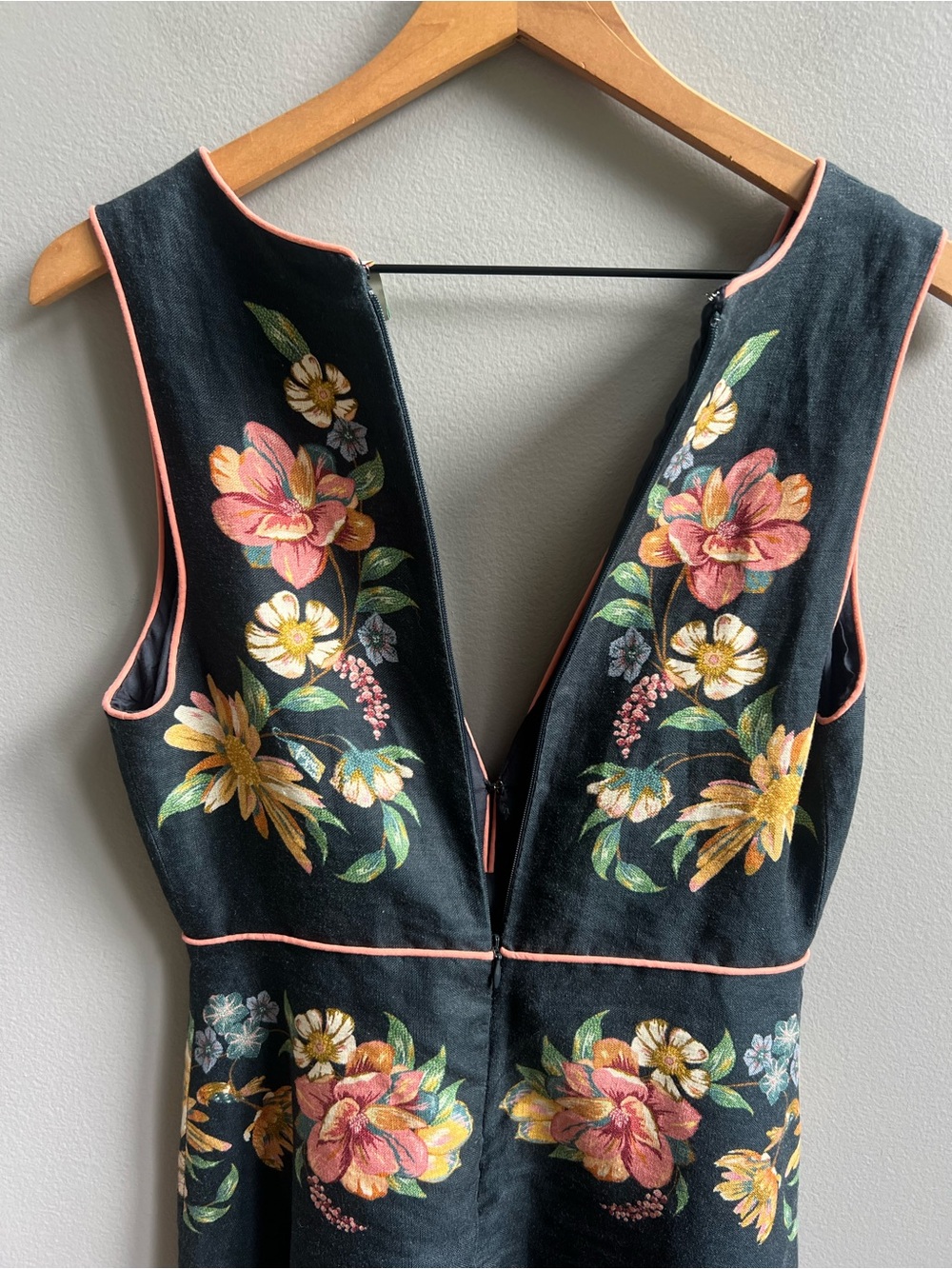 FARM Rio Navy Midi Dress with Pink and Yellow Floral Embroidery - Picture 12 of 16